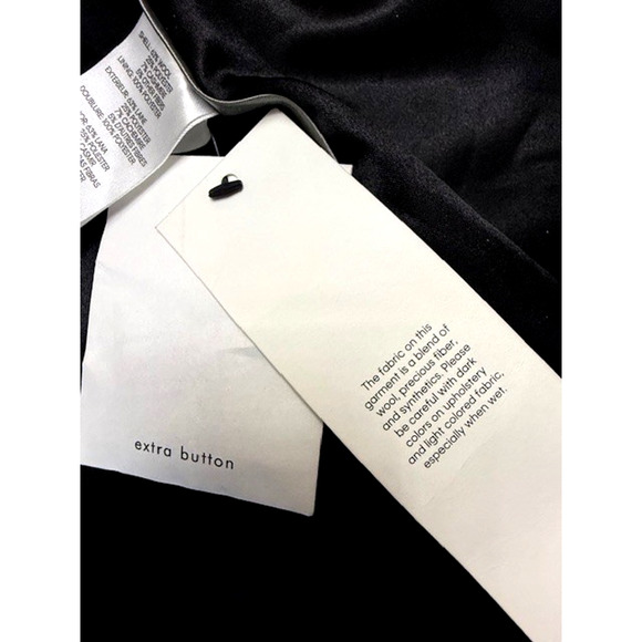 Calvin Klein Classic Single Breasted Wool Poly Cashmere Coat Black Sz 12 $440 - Picture 13 of 15